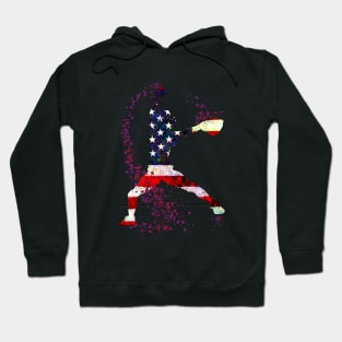 Girl Baseball Pitcher American Flag Watercolor Softball Gift Hoodie